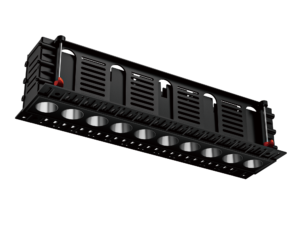Врізний точковий світильник 3000К 25Вт 40°, 278.5*74*65.5mm (280*63mm) 10lights trimless, 220V чорний