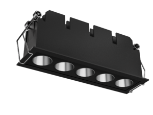 Врізний точковий світильник 3000К 15Вт 40°, 150*44*57.5mm (142*36mm) 5 light recessed, 220V чорний